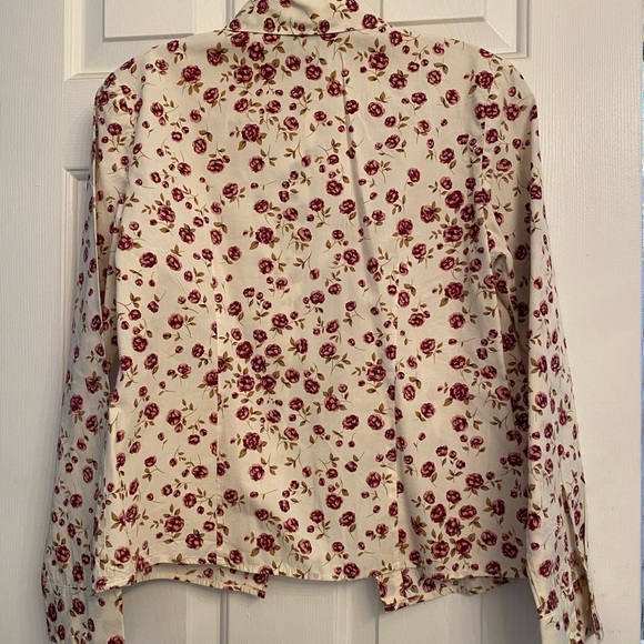 Ann Taylor Button Up Long Sleeve Cotton Floral Button up Blouse 4p - Picture 4 of 9